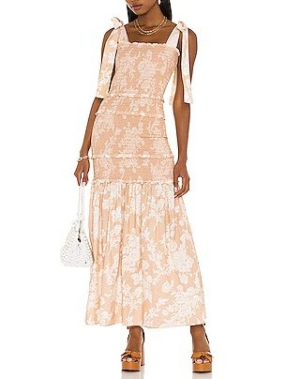 LOVESHACKFANCY ROBYN MIDI DRESS FLORAL‎ XS